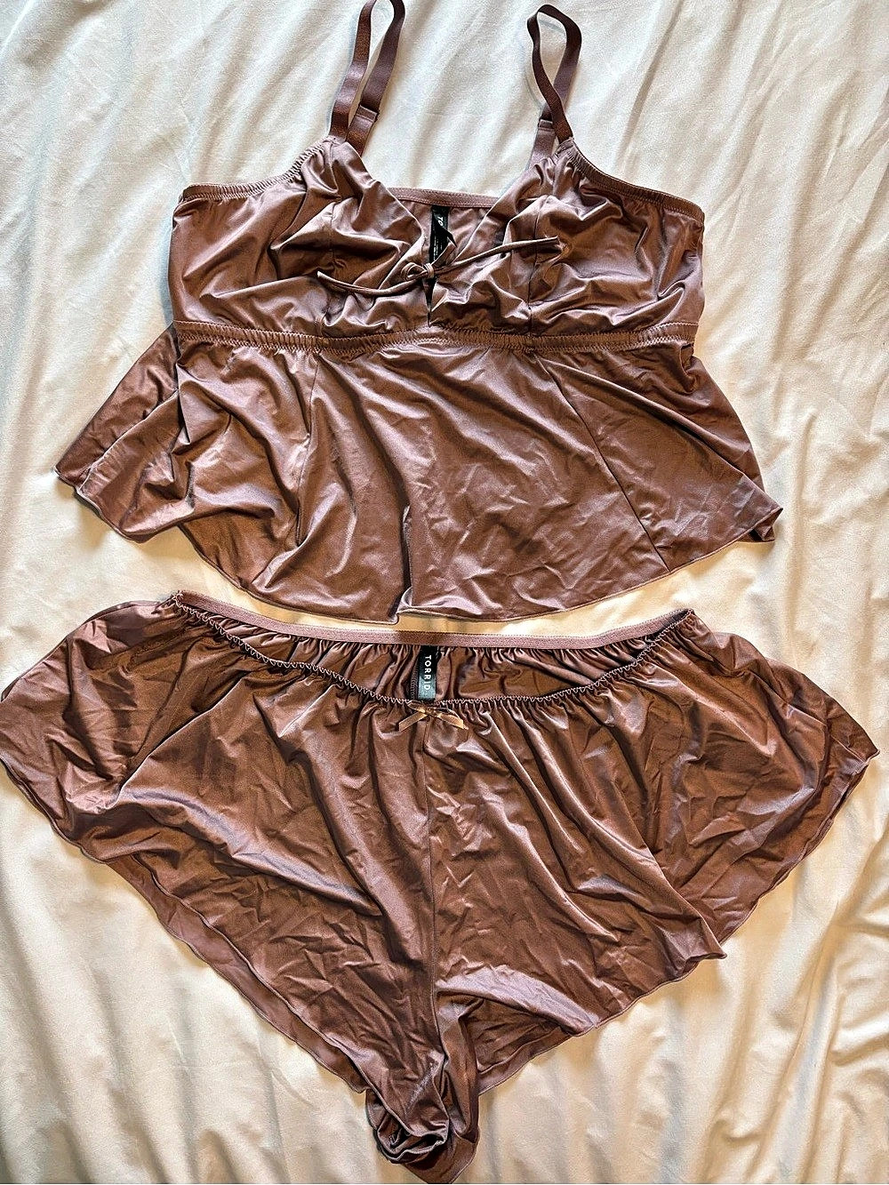 TORRID Satin Cami and Short Pajama Set Brown Size 2